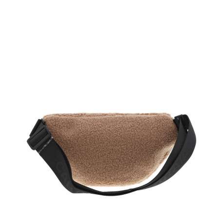 Banane réversible beige en peluche avec une bandoulière large réglable - Image 5