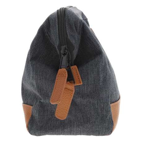 Grande trousse de toilette grise anthracite en jean avec le nom de la marque - Image 2