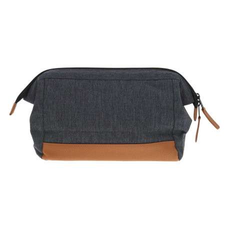 Grande trousse de toilette grise anthracite en jean avec le nom de la marque - Image 3