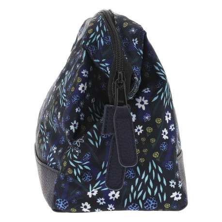 Grande trousse de toilette bleue marine fleurie avec le nom de la marque - Image 2