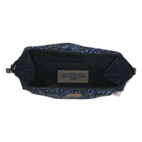 Grande trousse de toilette bleue marine fleurie avec le nom de la marque - Image 4