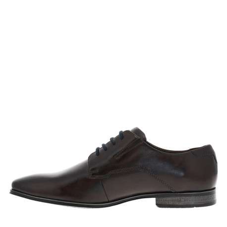 Derbies marron à talon décroché bas et à lacets ronds bleu marine