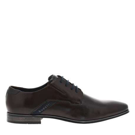 Derbies marron à talon décroché bas et à lacets ronds bleu marine - Image 2
