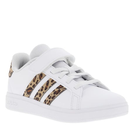 Baskets basses tennis Grandcourt 2.0 blanches et imprimé léopard