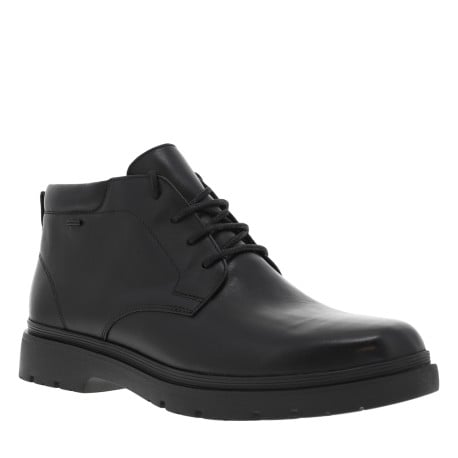Bottines en cuir noires avec des lacets ronds et un talon plat