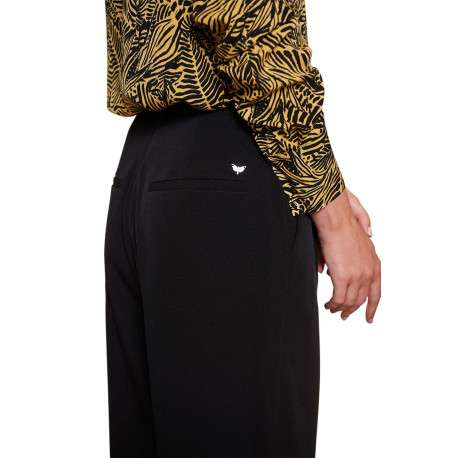 Pantalon Chino noir uni coupe droite et logo iconique de la marque - Image 2