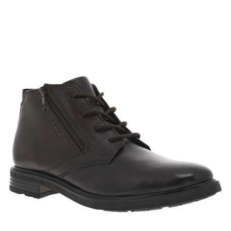 Bottines en cuir marron à semelle à talon plat et à lacets et zip latéral - Image 3