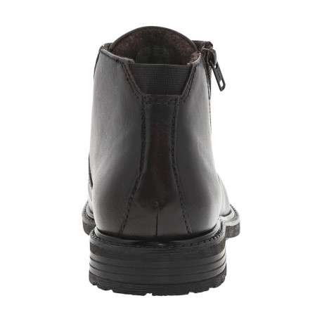Bottines en cuir marron à semelle à talon plat et à lacets et zip latéral - Image 6