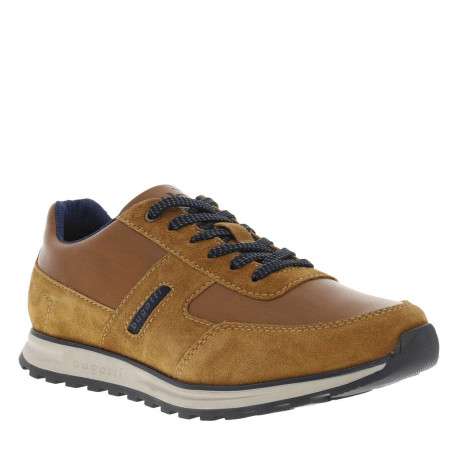 Sneakers en cuir cognac à semelle à talon plat, à lacets et semelle anatomique - Image 3