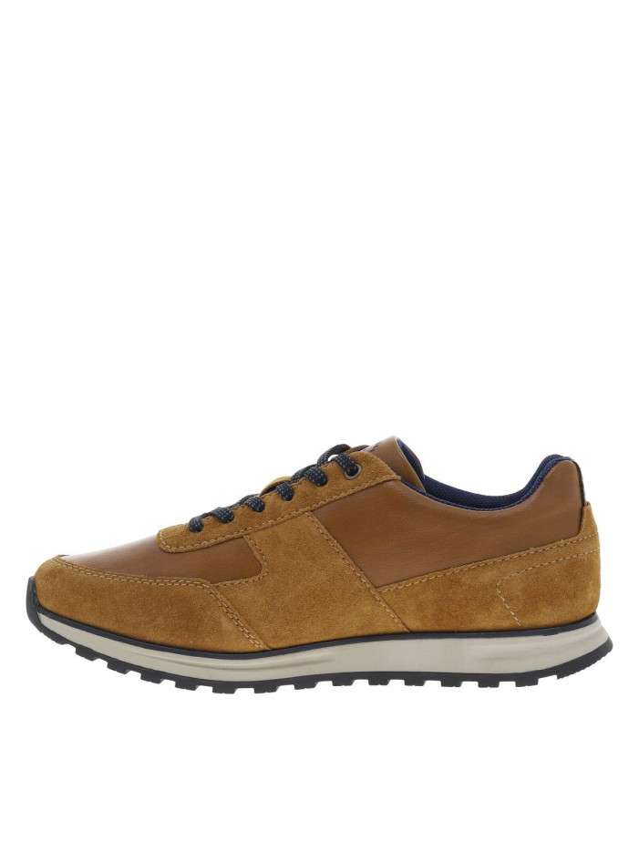 Sneakers en cuir cognac à...