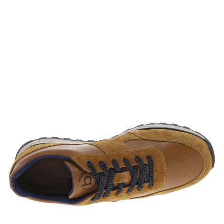 Sneakers en cuir cognac à semelle à talon plat, à lacets et semelle anatomique - Image 4