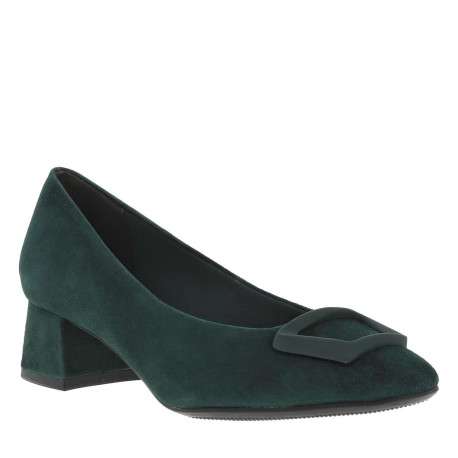 Escarpins emboitant en cuir vert à semelle à talon décroché moyen - Image 3