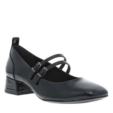 Ballerines noires vernies à bout carré et à talon décroché bas - Image 9