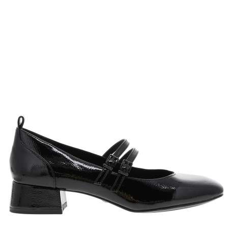 Ballerines noires vernies à bout carré et à talon décroché bas - Image 2