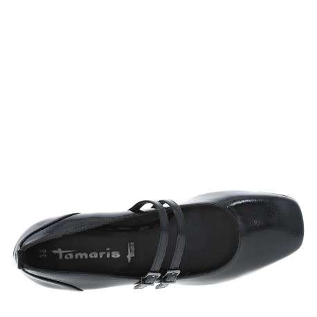Ballerines noires vernies à bout carré et à talon décroché bas - Image 10