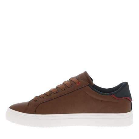 Baskets tennis cognac à semelle à talon plat, à lacets et nom de la marque
