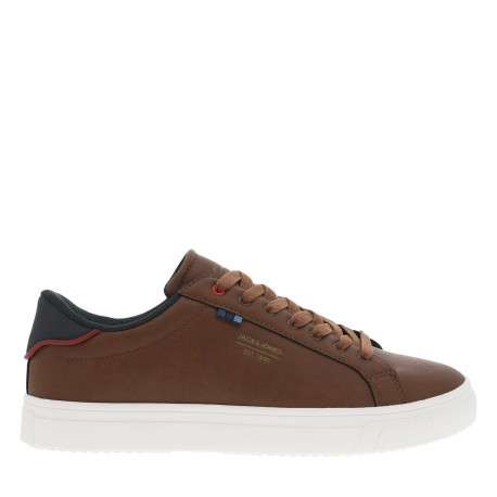 Baskets tennis cognac à semelle à talon plat, à lacets et nom de la marque - Image 2