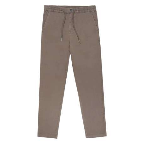 Pantalon en coton mélangé kaki uni avec une coupe droite et un lien de serrage - Image 4