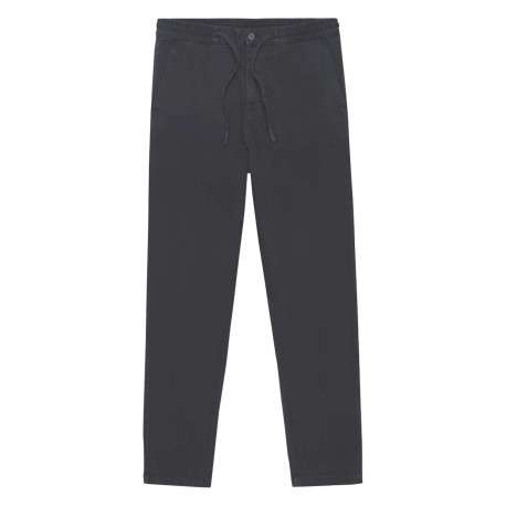 Pantalon en coton mélangé nuit uni avec un lien de serrage et une coupe droite - Image 4