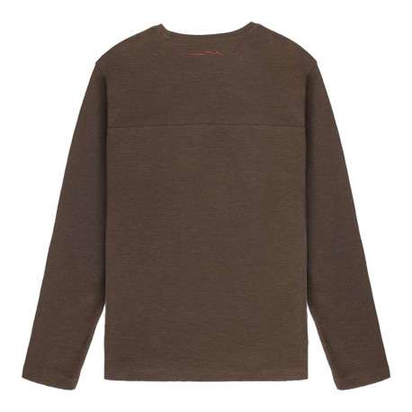 T-shirt en coton kaki uni avec un col rond et une coupe droite - Image 2
