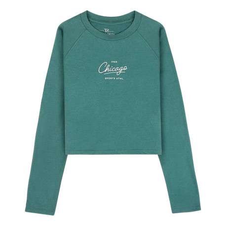 T-shirt en coton vert uni avec une coupe droite et nom iconique