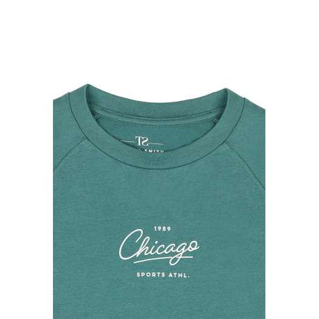 T-shirt en coton vert uni avec une coupe droite et nom iconique - Image 3