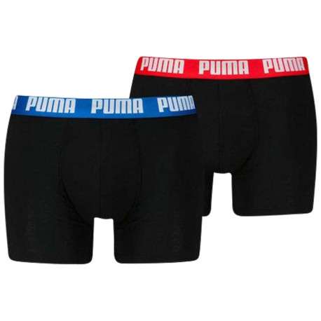 Lot de 2 Boxers classiques en coton unis noirs avec nom de la marque