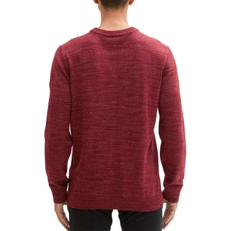 Pull bordeaux uni avec un col rond à coupe droite et un patch d'authenticité - Image 2