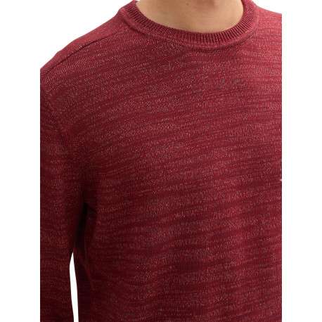 Pull bordeaux uni avec un col rond à coupe droite et un patch d'authenticité - Image 4