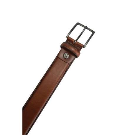 Ceinture camel avec bords ombrés et une boucle argentée rectangulaire - Image 3
