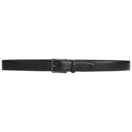 Ceinture en cuir noire unie avec logo de la marque et une boucle - Image 2