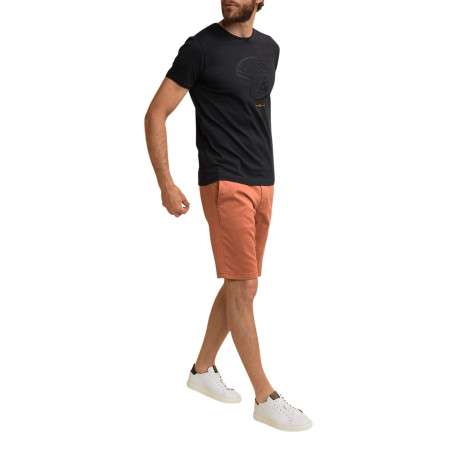 T-shirt en coton noir avec un col rond et logo de la marque en relief noir - Image 6