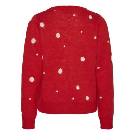 Pull rouge imprimé d'un renne de noël à l'avant avec une coupe droite - Image 2