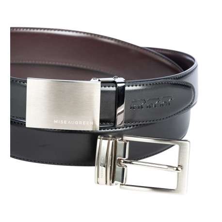 Ceinture en coton noire unie avec un passant rectangle argenté - Image 5