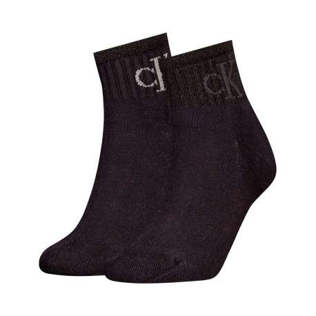 Lot de 2 paires de chaussettes mi-hautes en coton mélangé noires unies