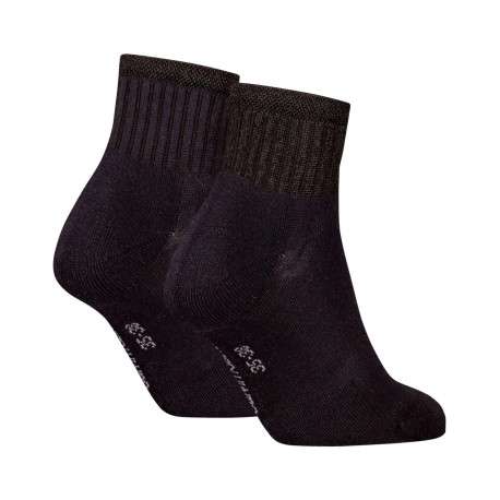 Lot de 2 paires de chaussettes mi-hautes en coton mélangé noires unies - Image 2