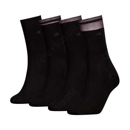 Lot de 4 paires de chaussettes hautes en coton mélangé noires avec liseré