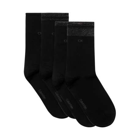 Lot de 4 paires de chaussettes hautes en coton mélangé noires avec liseré - Image 2