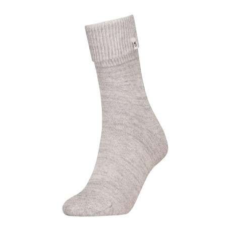 Chaussettes hautes grises chinées avec fibres métalisées all over