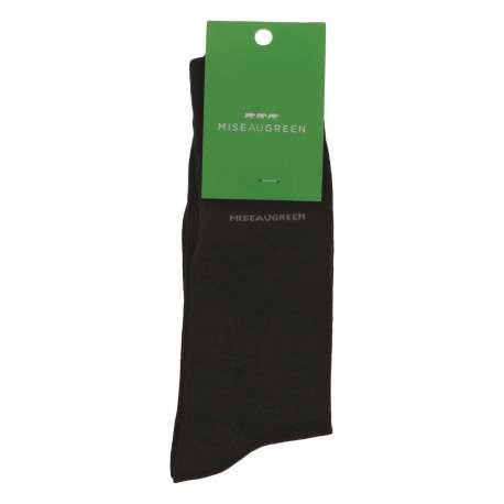 Chaussettes hautes marrons unies avec nom de la marque en beige - Image 3