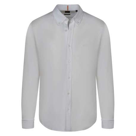 Chemise en coton blanche unie avec une coupe droite et un col américain