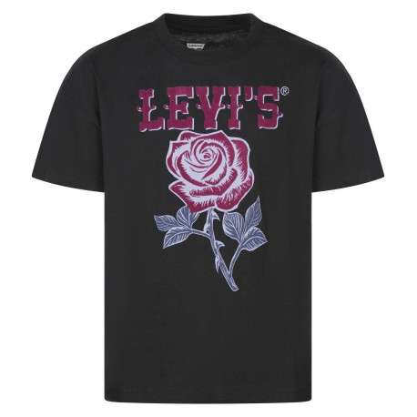 T-shirt en coton noir imprimé au nom de la marque avec une coupe droite