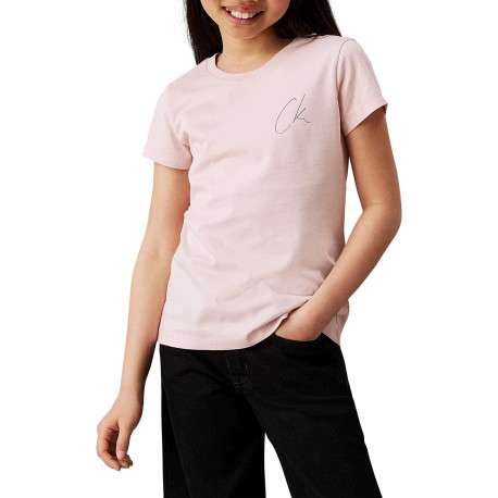 T-shirt en coton lilas uni avec nom de la marque sur la poitrine - Image 4
