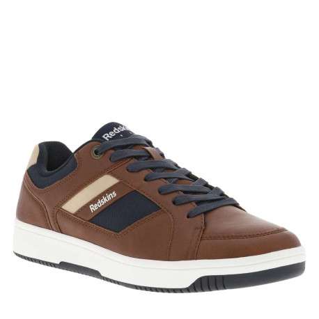 Sneakers cognac à semelle à talon plat, à lacets et nom de la marque - Image 3
