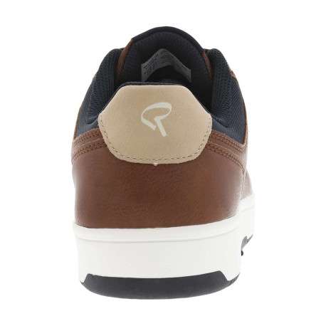 Sneakers cognac à semelle à talon plat, à lacets et nom de la marque - Image 6