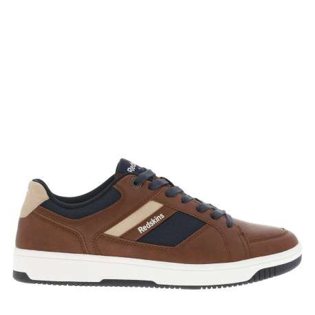 Sneakers cognac à semelle à talon plat, à lacets et nom de la marque - Image 2