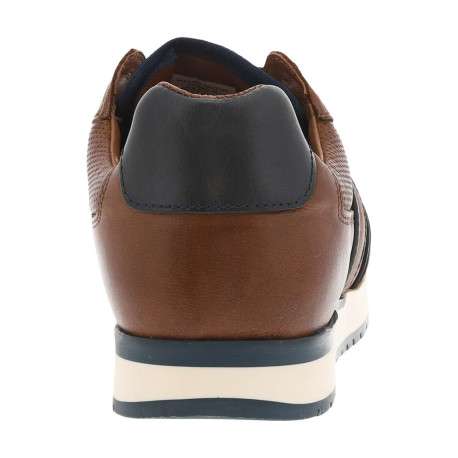Sneakers en cuir cognac à semelle à talon plat, à lacets et empiècement - Image 6