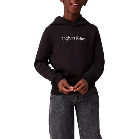 Sweat en coton noir uni avec une coupe droite et le nom de la marque au centre - Image 4