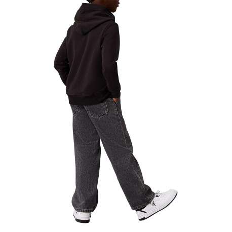 Sweat en coton noir uni avec une coupe droite et le nom de la marque au centre - Image 5