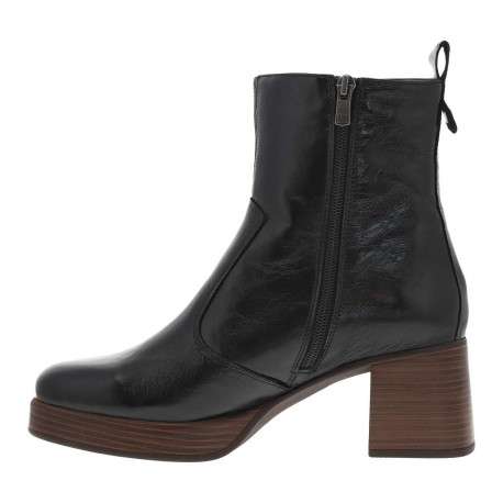 Boots en cuir noires à semelle à talon décroché haut avec une languette - Image 3